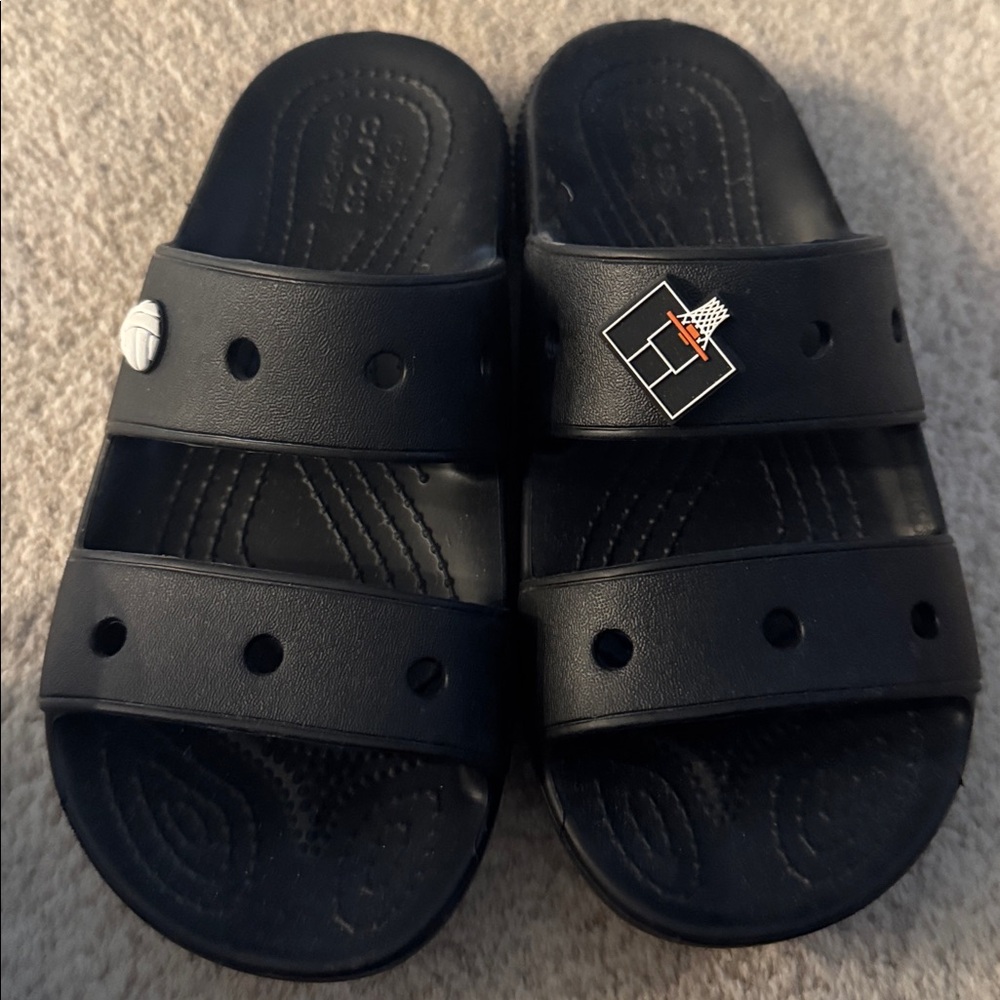 Black Slide Sandals with Logo